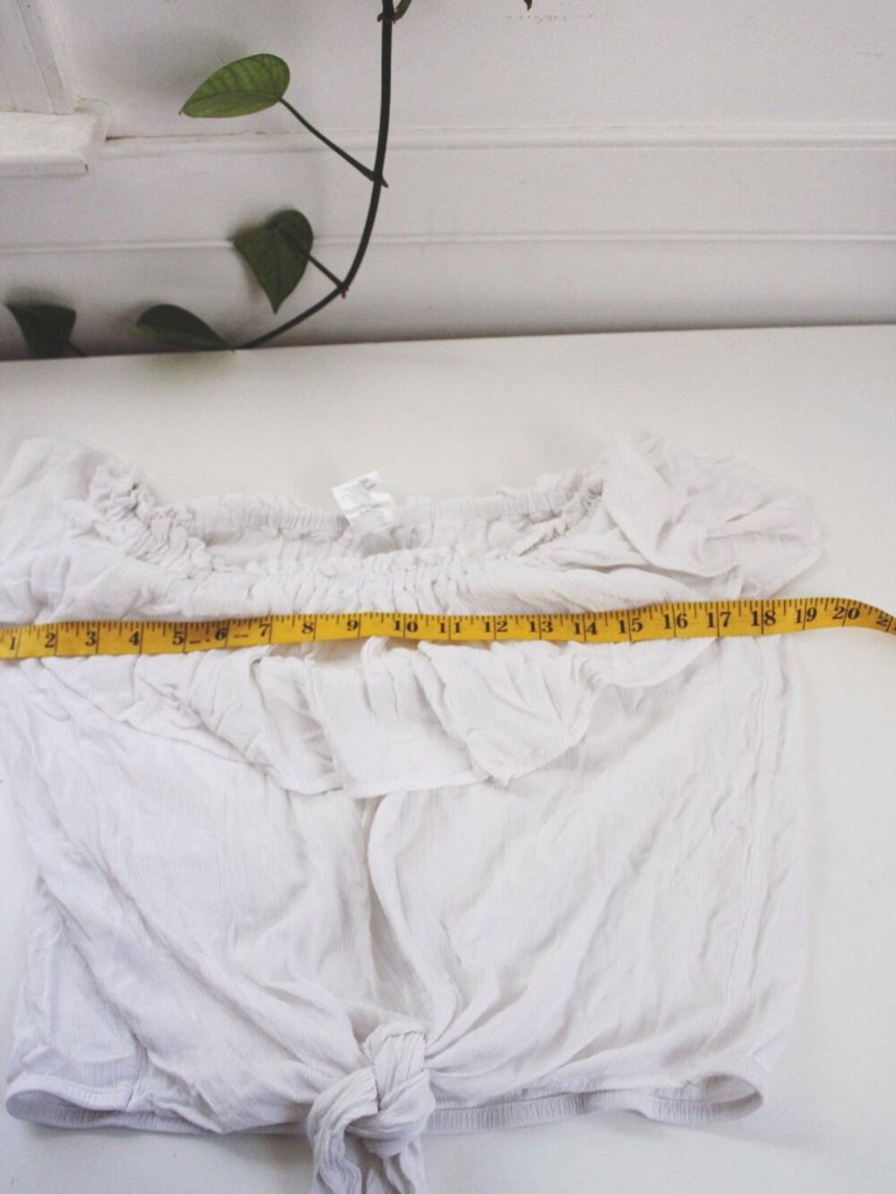 White Off-Shoulder Ruffle Blouse Top Fairy Cottagecore Boho S Tie Waist - Picture 4 of 7